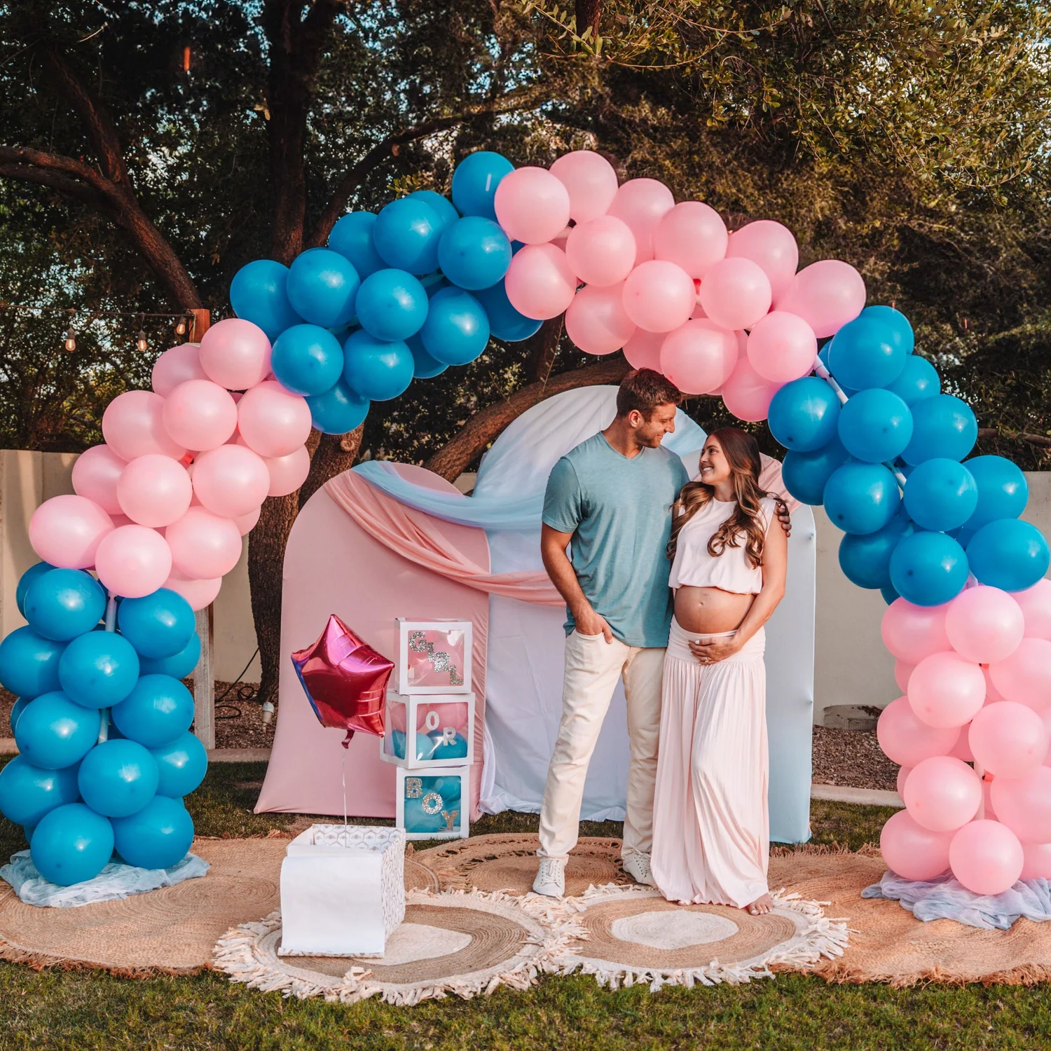 Finished balloon display set up at an event